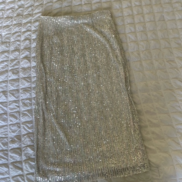 Walter Baker Crista  silver sequin midi skirt - Picture 10 of 11